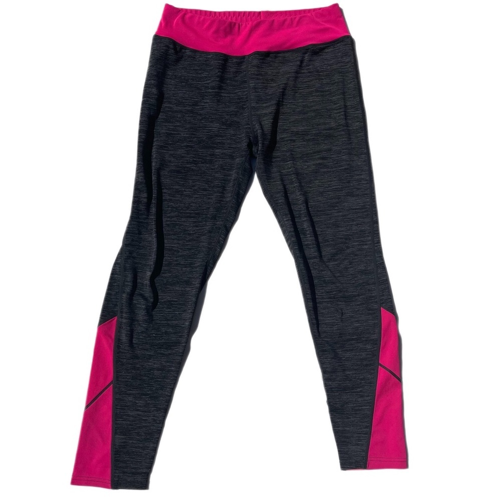 Leggings women’s size large dark grey and bright pink athletic yoga leggings